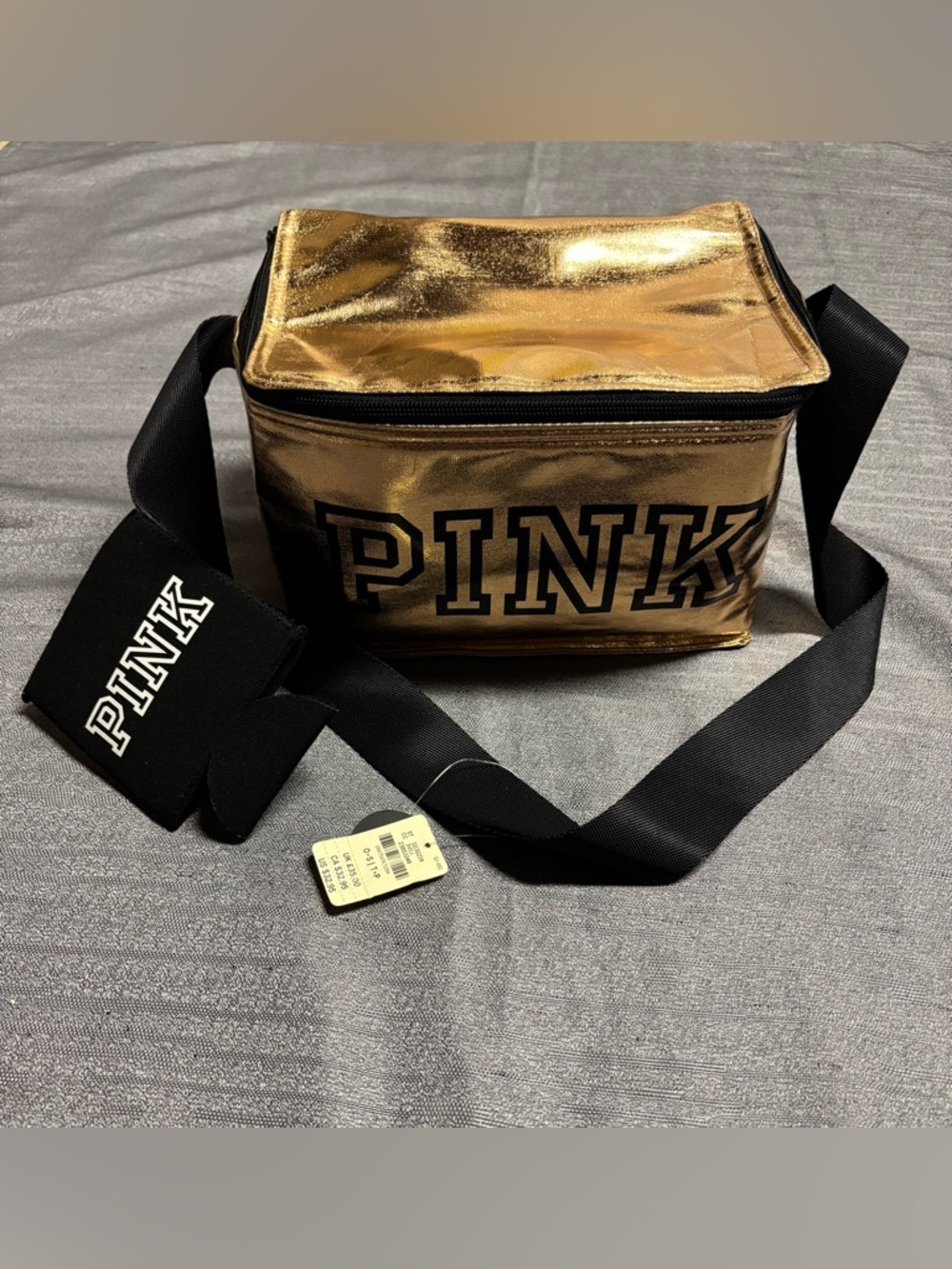Victoria's Secret PINK Limited Edition Rose Gold Cooler Lunch Bag W/Can Coozie